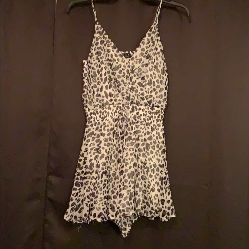 Black and white leopard print romper